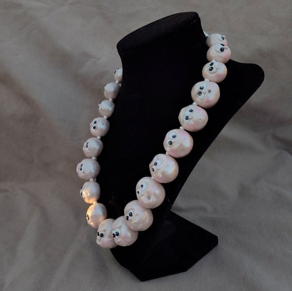 🌊🐚Pearl🐬Funny 🐚Face 🐚Necklace - Picture 3 of 14